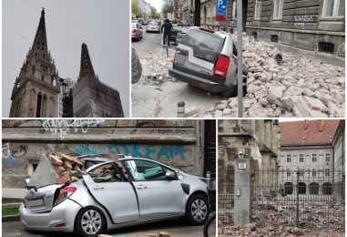 FOTO Popucale fasade i zgnječeni automobili, odlomio se vrh katedrale